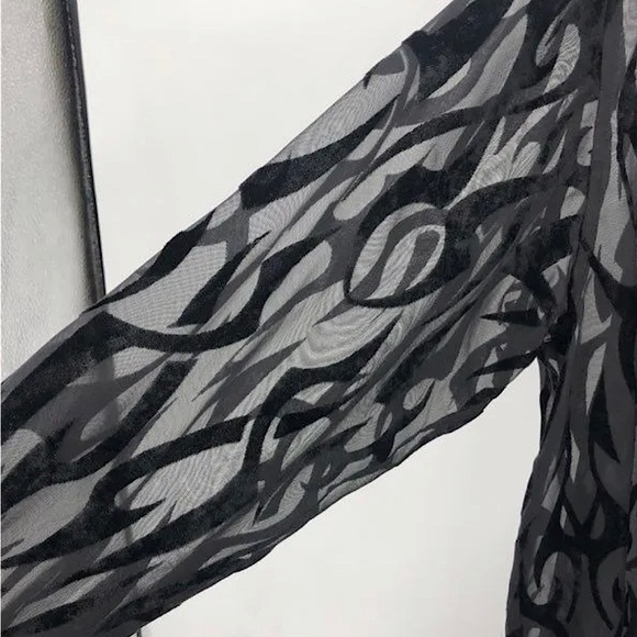 Harley-Davidson Black Burnt Velvet See Thru Long Sleeve Shirt Top **Size M**🔥🔥 - Picture 6 of 8